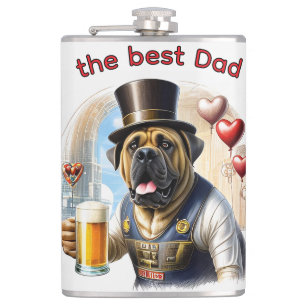 Mastiff englische Dogge best Dad Vatertag Flachmann