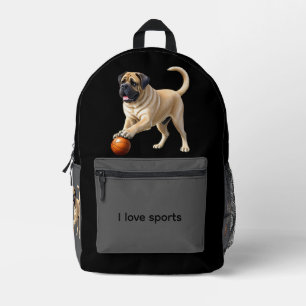 Mastiff englische Dogge mit Ball im Urlaub Bedruckter Rucksack