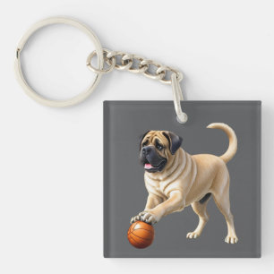 Mastiff englische Dogge mit Ball im Urlaub Schlüsselanhänger