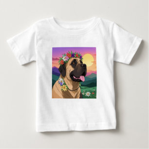 Mastiff englische Dogge mit Blumenkranz Muttertag Baby T-shirt