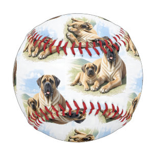 Mastiff englische Dogge mit Kind im Urlaub Baseball
