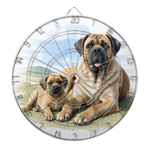 Mastiff englische Dogge mit Kind im Urlaub Dartscheibe