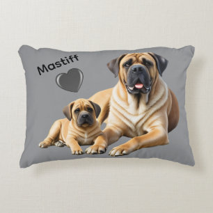 Mastiff englische Dogge mit Kind im Urlaub Dekokissen