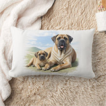 Mastiff englische Dogge mit Kind im Urlaub
