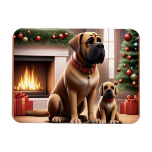 Mastiff englische Dogge Weihnachten Kamin Magnet