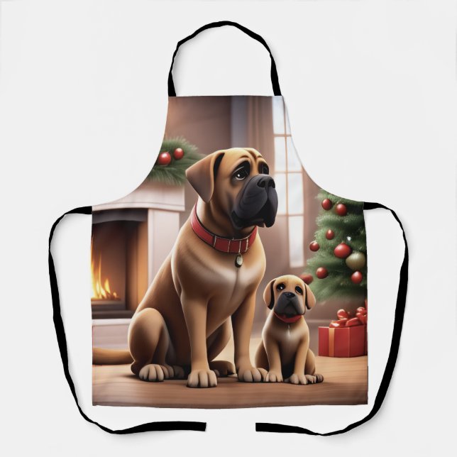 Mastiff englische Dogge Weihnachten Kamin Schürze (Vorderseite)