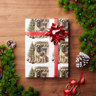 Mastiff englische Doggen Kamin Weihnachten Geschenkpapier