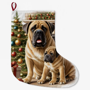 Mastiff englische Doggen Kamin Weihnachten Großer Weihnachtsstrumpf