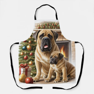 Mastiff englische Doggen Kamin Weihnachten Schürze