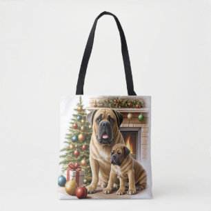 Mastiff englische Doggen Kamin Weihnachten Tasche