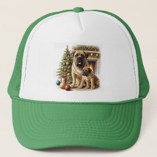 Mastiff englische Doggen Kamin Weihnachten Truckerkappe