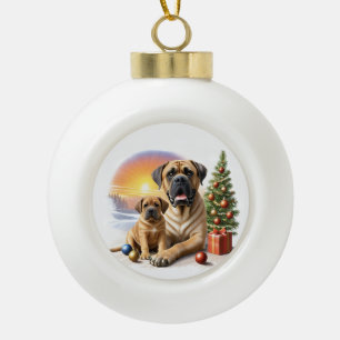 Mastiff englische Doggen Weihnachten Keramik Kugel-Ornament