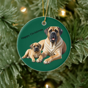 Mastiff englische Doggen Weihnachten Keramik Ornament