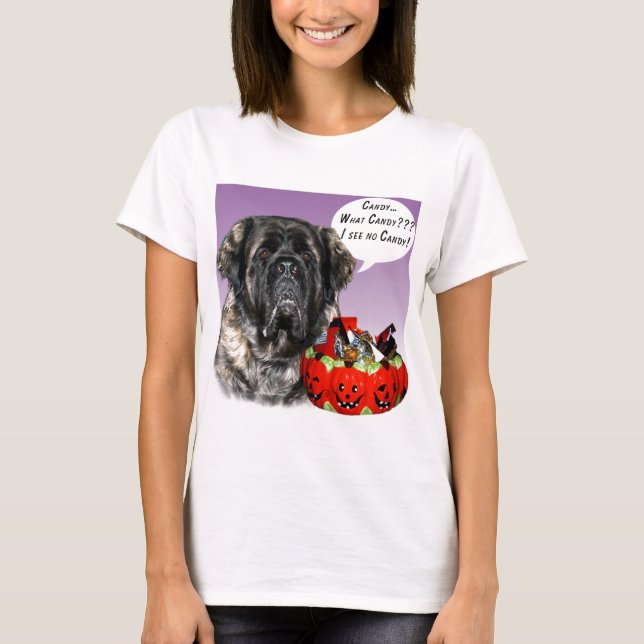 Mastiff (flauschig) Halloween Candy T-Shirt (Vorderseite)