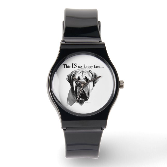 Mastiff Happy Face Armbanduhr (Vorderseite)