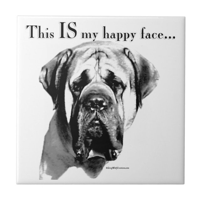 Mastiff Happy Face Fliese (Vorderseite)
