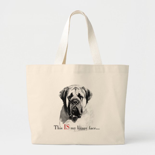 Mastiff Happy Face Jumbo Stoffbeutel (Vorne)