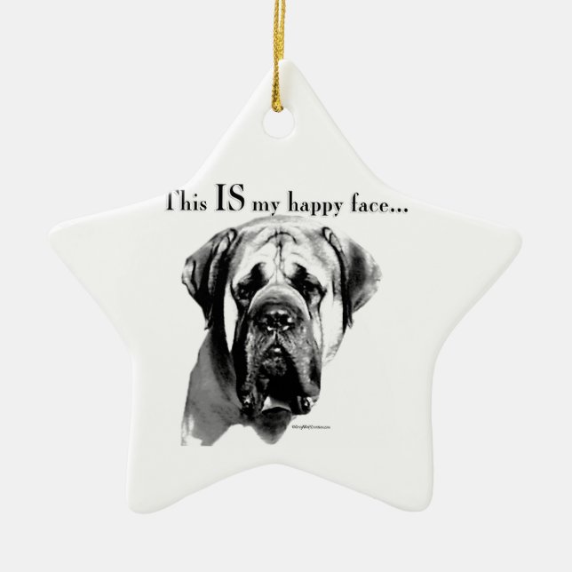 Mastiff Happy Face Keramik Ornament (Vorne)