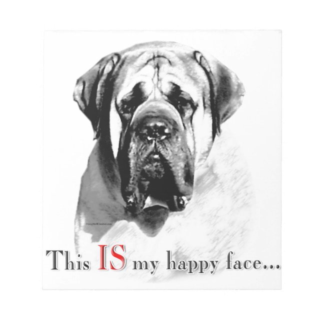 Mastiff Happy Face Notizblock (Vorderseite)