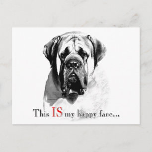 Mastiff Happy Face Postcard Postkarte