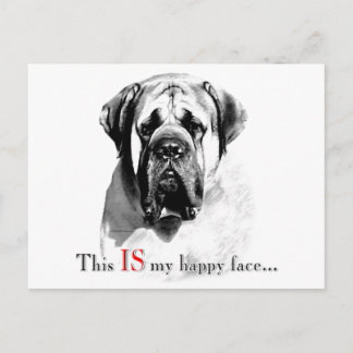 Mastiff Happy Face Postcard Postkarte