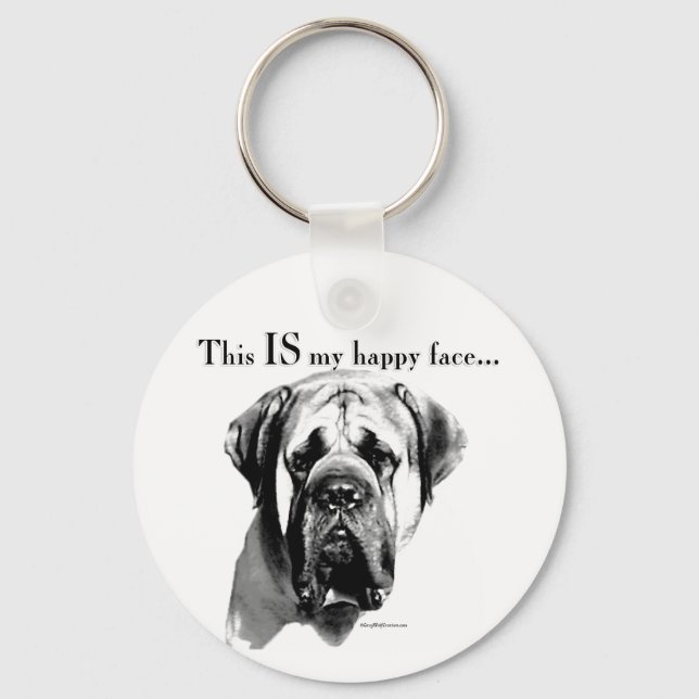 Mastiff Happy Face Schlüsselanhänger (Vorderseite)