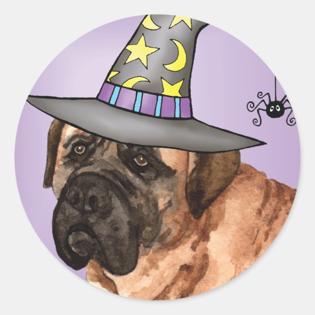 Mastiff-Hexe Runder Aufkleber (Vorderseite)
