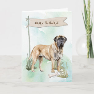 Mastiff Hund Rasse unter dem Geburtstagszeichen Karte
