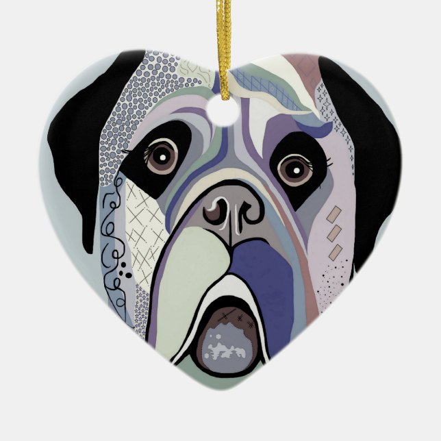 Mastiff in den Denim-Farben Keramik Ornament (Vorne)