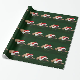 Mastiff in einer Weihnachtsmannmütze Geschenkpapier