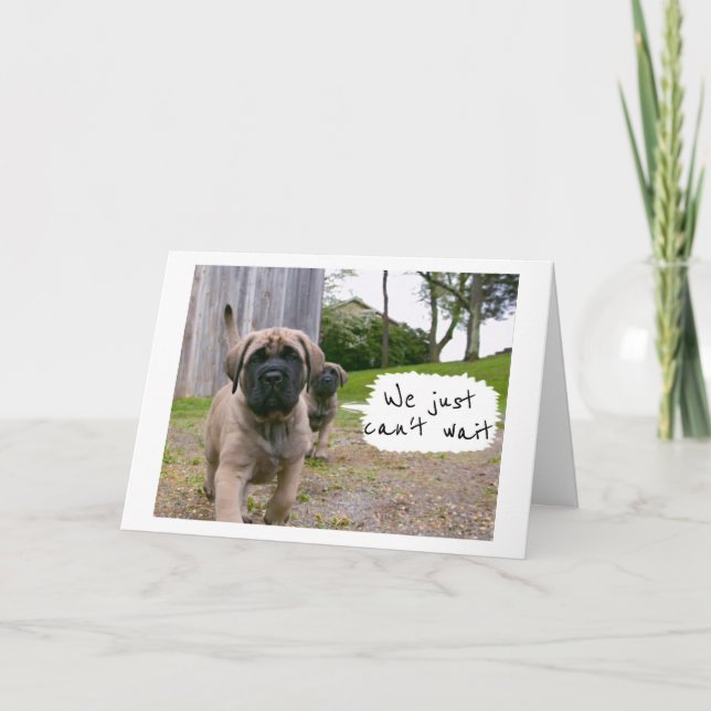 MASTIFF KANN NUR WARTEN, SICH ZU SAGEN *GLÜCKLICH  KARTE (Vorderseite)