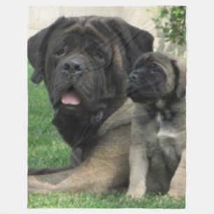 MASTIFF-MUTTER und WELPE Fleecedecke