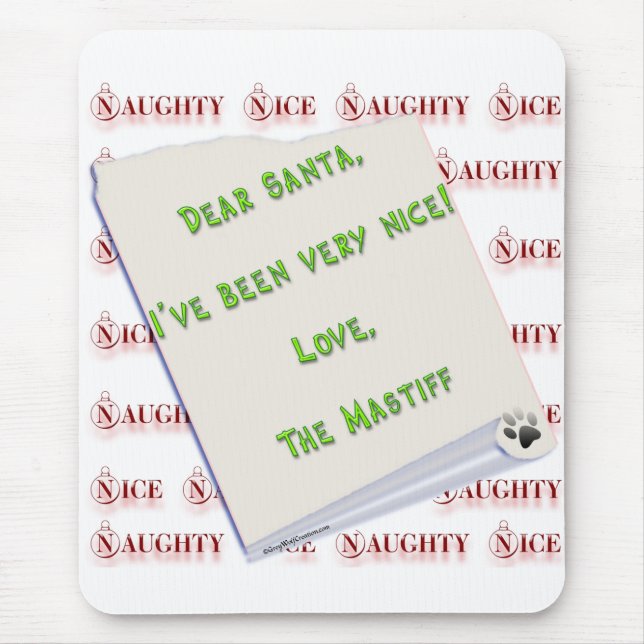 Mastiff Naughty oder Nice Mousepad (Vorne)