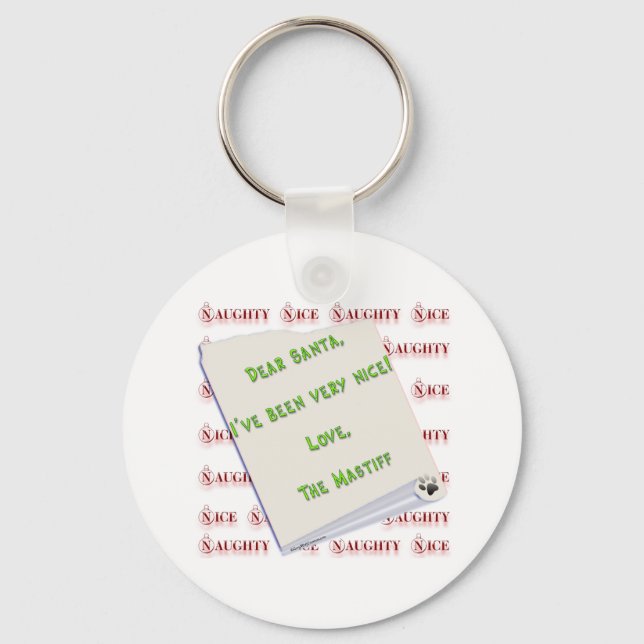Mastiff Naughty oder Nice Schlüsselanhänger (Vorderseite)