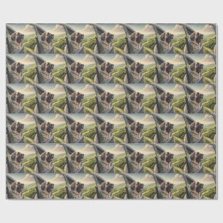 Mastiff-Roadtrip-Landschaft Wasserfarben-Wrap Geschenkpapier