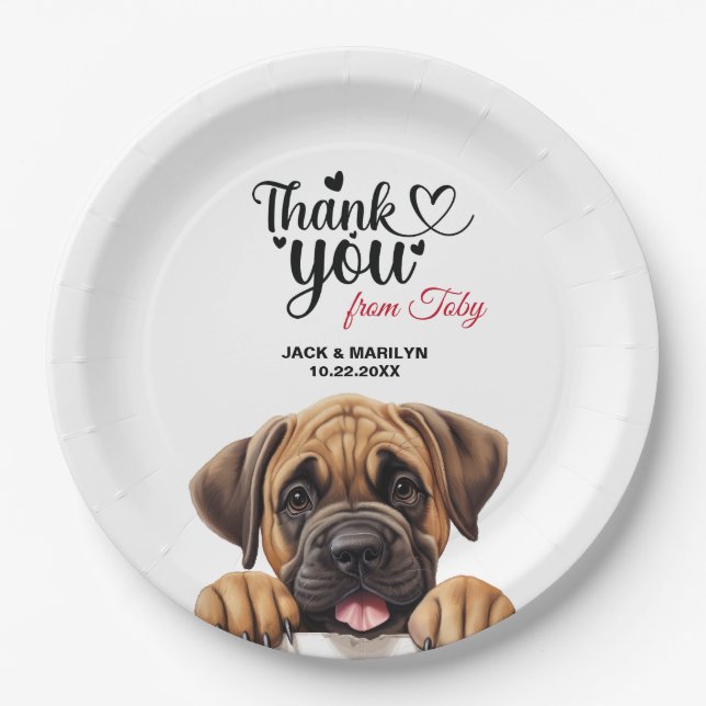 Mastiff Wedding Vielen Dank Pappteller (Vorderseite)
