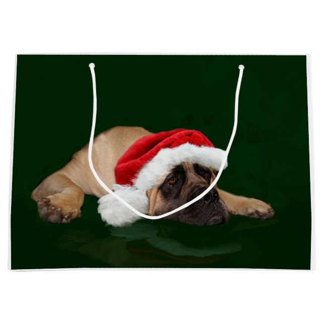 Mastiff-Weihnachten Große Geschenktüte (Vorderseite)