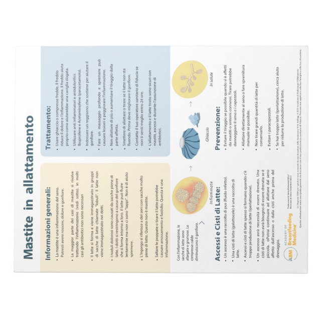 Mastitis in der Stillzeit Entfernung (italienisch) Notizblock (Vorderseite)