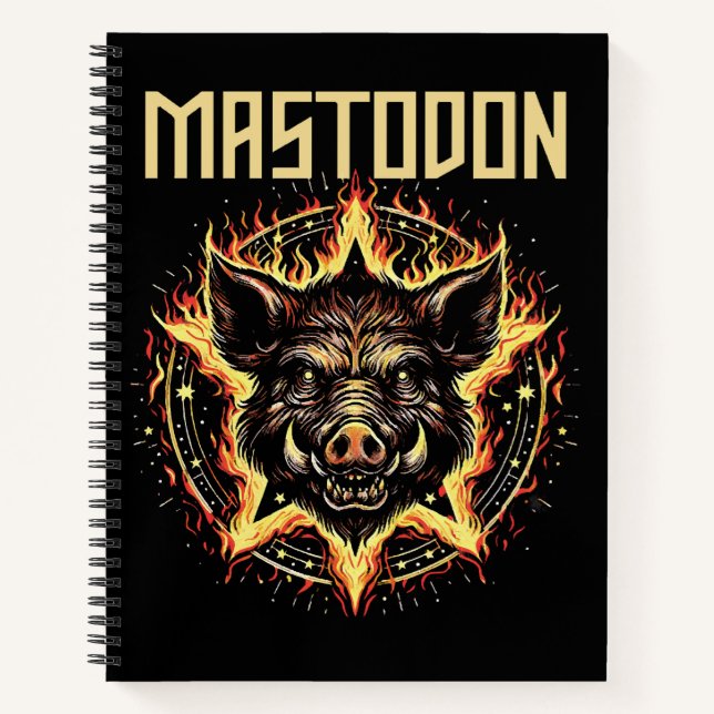 Mastodon Boar Fire Notizbuch (Vorderseite)