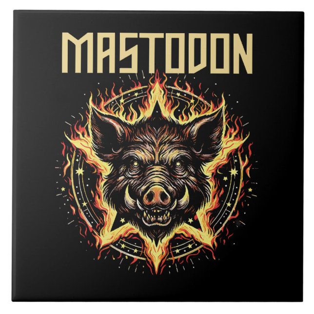 Mastodon-Eber-Feuer Fliese (Vorderseite)