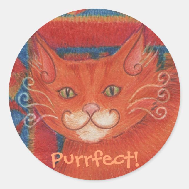 Mat Cats 'Purfect' Aufkleber rund (Vorderseite)