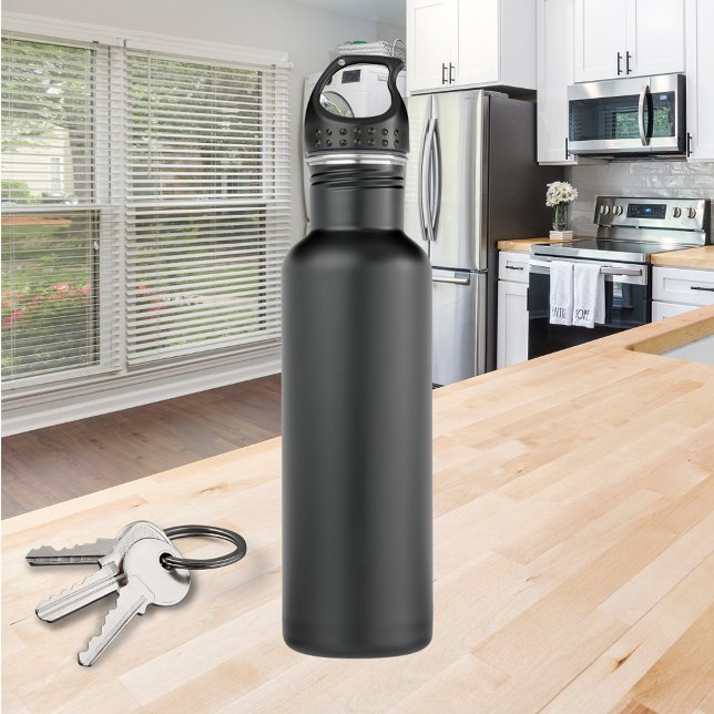 Mat Noir Acier Inoxydable Bouteille d'eau Ajouter  (Matte Black Stainless Steel Water Bottle Add Own)