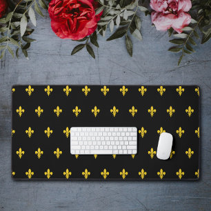 Mat noir bureau avec or Fleur de Lis