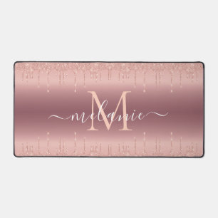 Mat rose Gold Desk avec votre nom et votre lettre