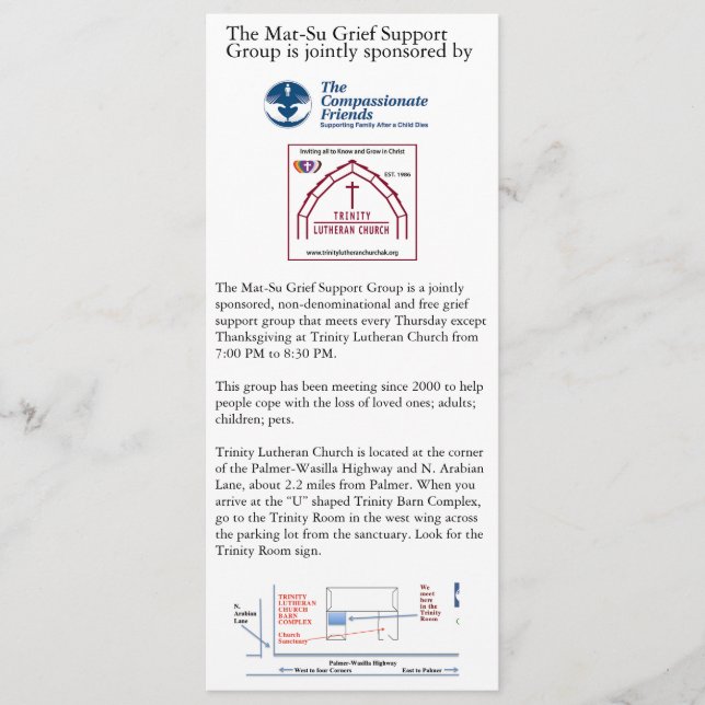 Mat-Su Trauer-Selbsthilfegruppe Anzeige  Einladung (Vorderseite)