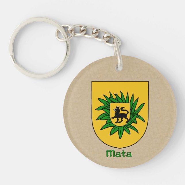 Mata Historischer Schild und mexikanische Flagge Schlüsselanhänger (Vorderseite)