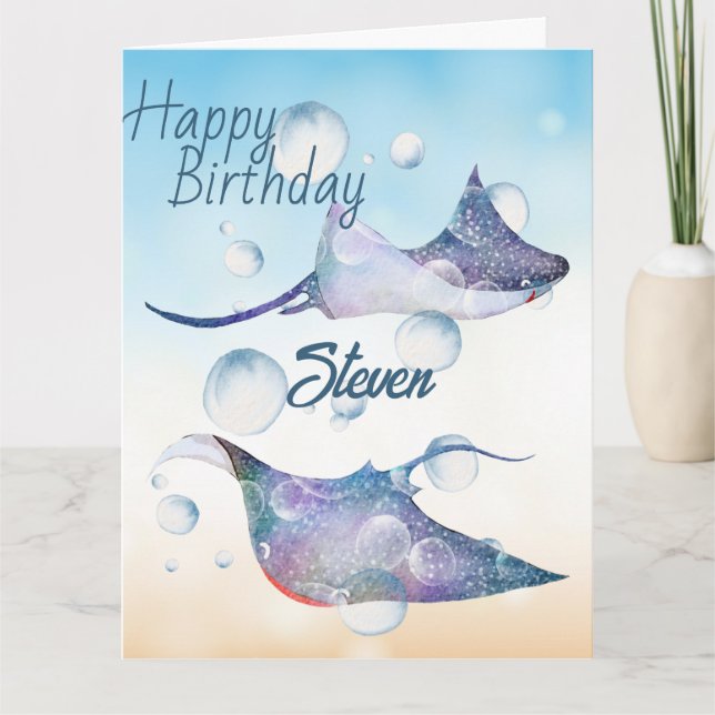 Mata rayons sous l'eau Anniversaire Carte de voeux (Devant)