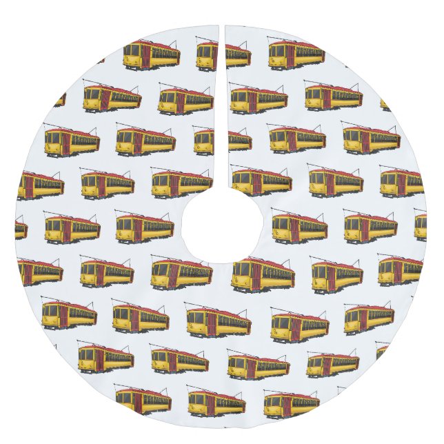Mata Troley Cartoon Illustration Polyester Weihnachtsbaumdecke (Vorderseite)