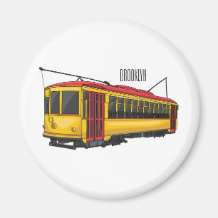 Mata-Trolley-Cartoon-Illustration Magnet