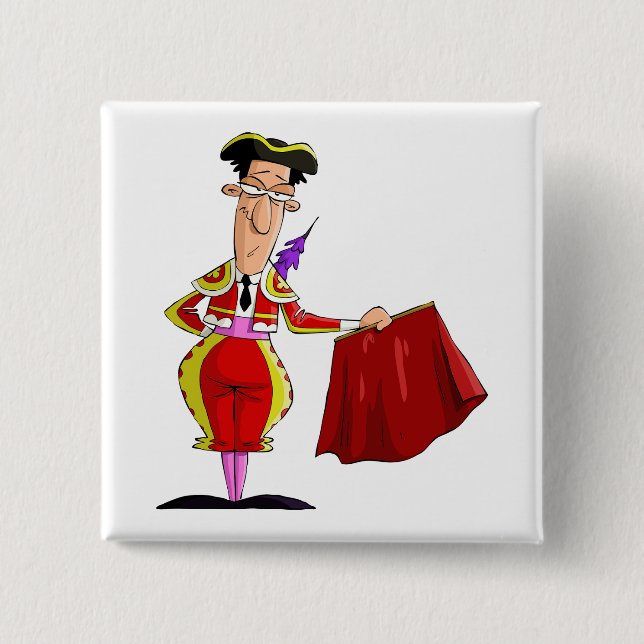 Matador mit rotem Cape spanischer Stierkämpfer Button (Vorderseite)